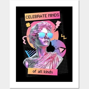 Celebrate Minds of All Kinds 80's Neurospicy Autism Pride Posters and Art